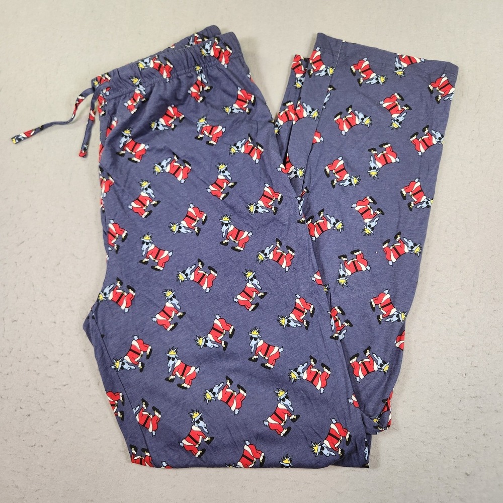 GOAT USA Santa Goat Print Relaxed Pajama Pants Navy Blue Unisex L NWT